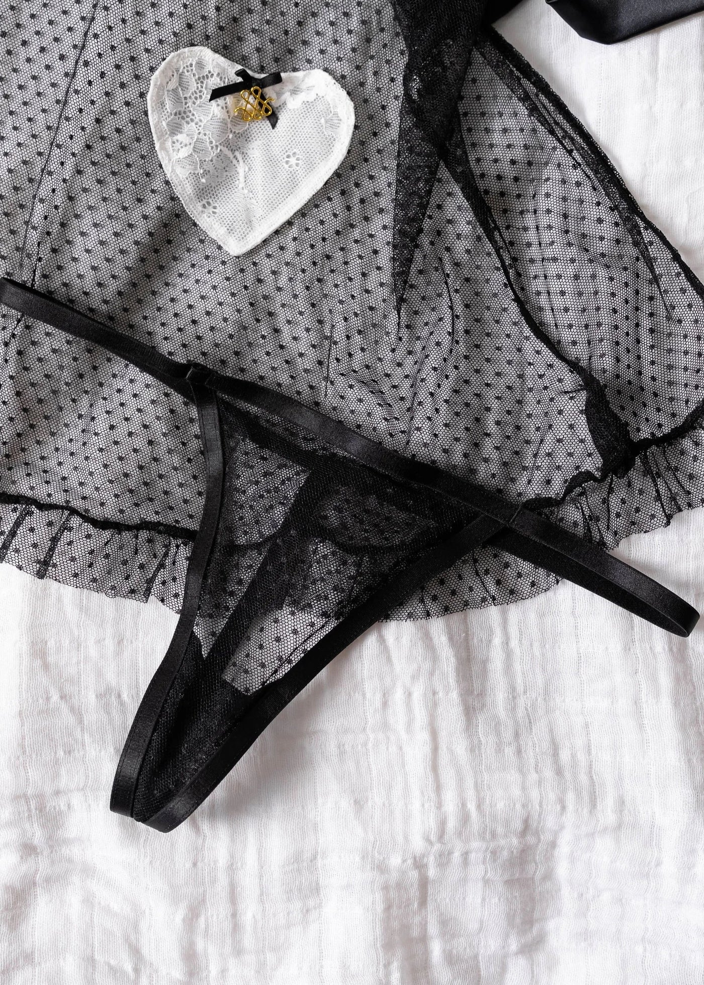 French Maid Roleplay Babydoll - Black