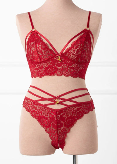 Strappy Crotchless Charm Panty - Red