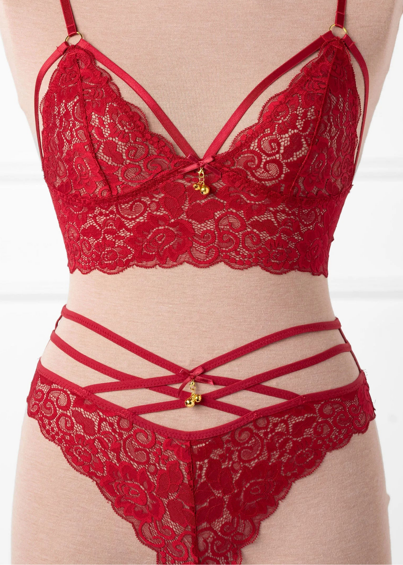 Strappy Crotchless Charm Panty - Red
