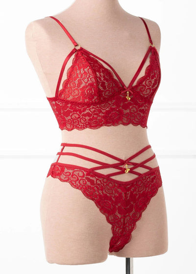 Strappy Crotchless Charm Panty - Red