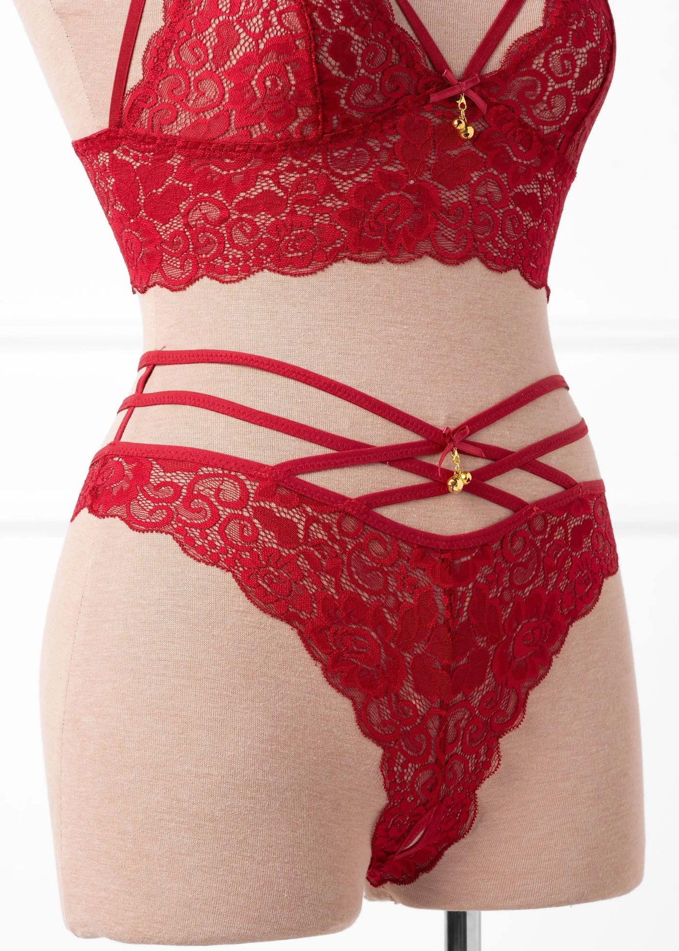 Strappy Crotchless Charm Panty - Red