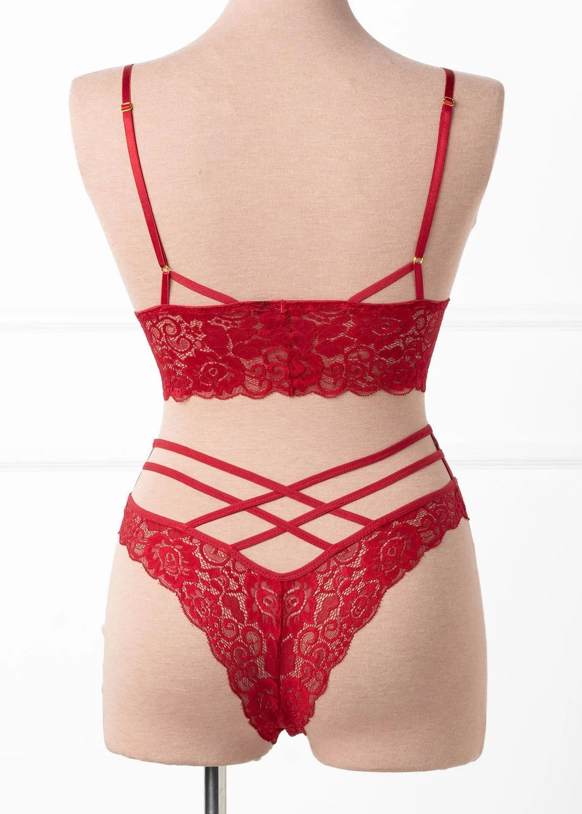 Strappy Crotchless Charm Panty - Red
