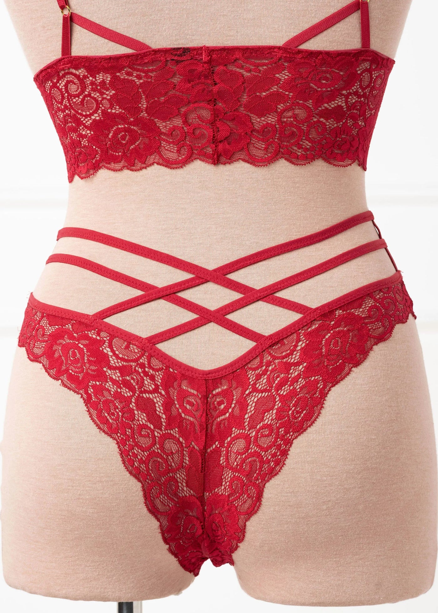 Strappy Crotchless Charm Panty - Red