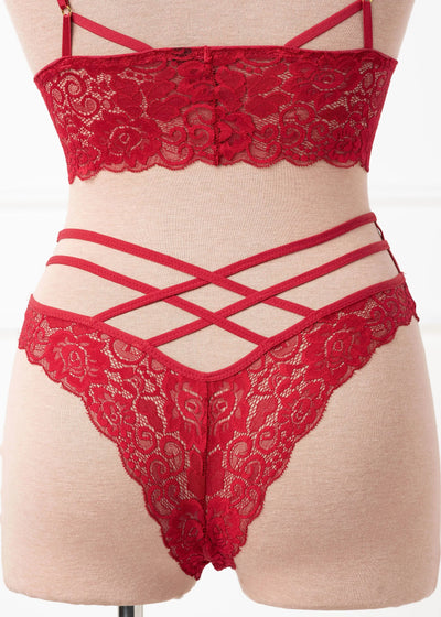 Strappy Crotchless Charm Panty - Red