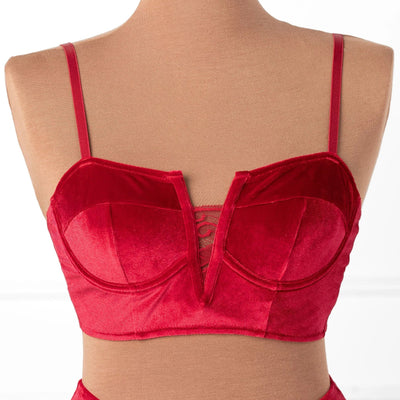 Velvet Underwire Bustier - Red