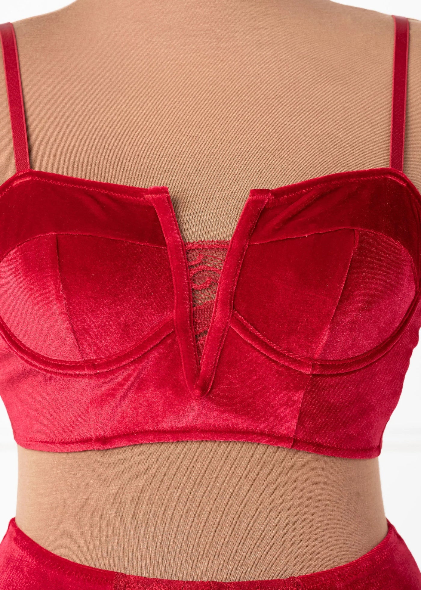 Velvet Underwire Bustier - Red