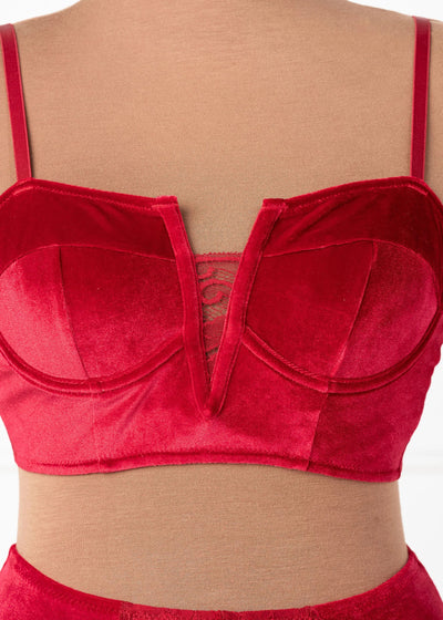 Velvet Underwire Bustier - Red