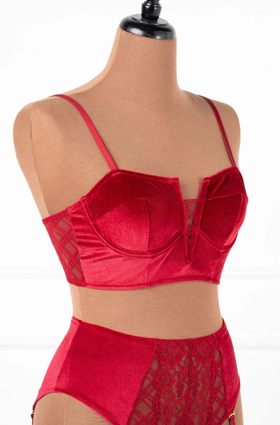 Velvet Underwire Bustier - Red