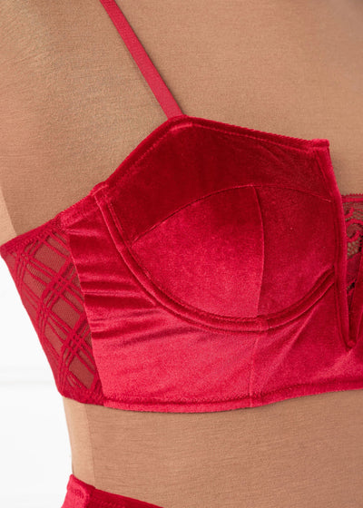 Velvet Underwire Bustier - Red