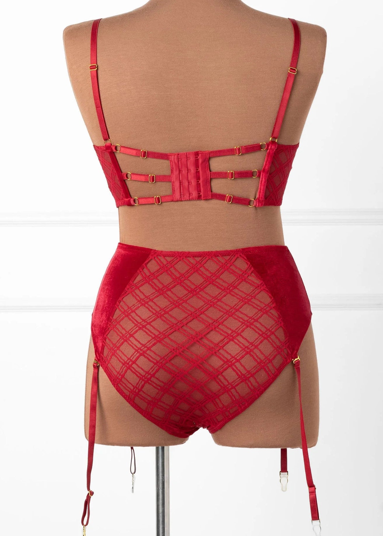 Velvet Underwire Bustier - Red