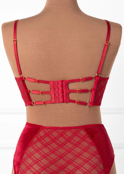 Velvet Underwire Bustier - Red