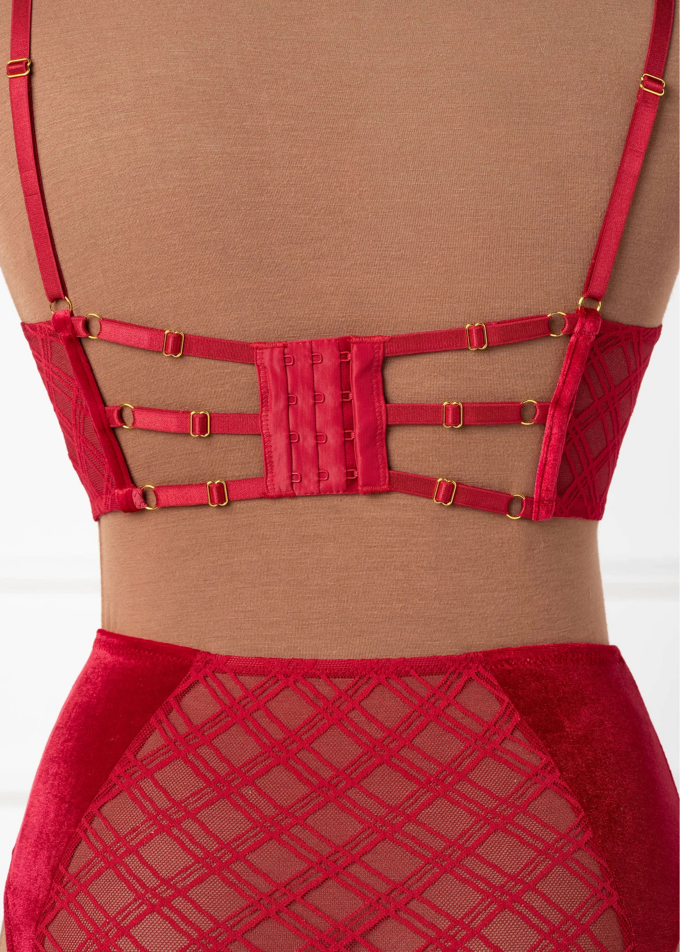 Velvet Underwire Bustier - Red