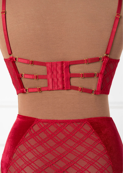 Velvet Underwire Bustier - Red