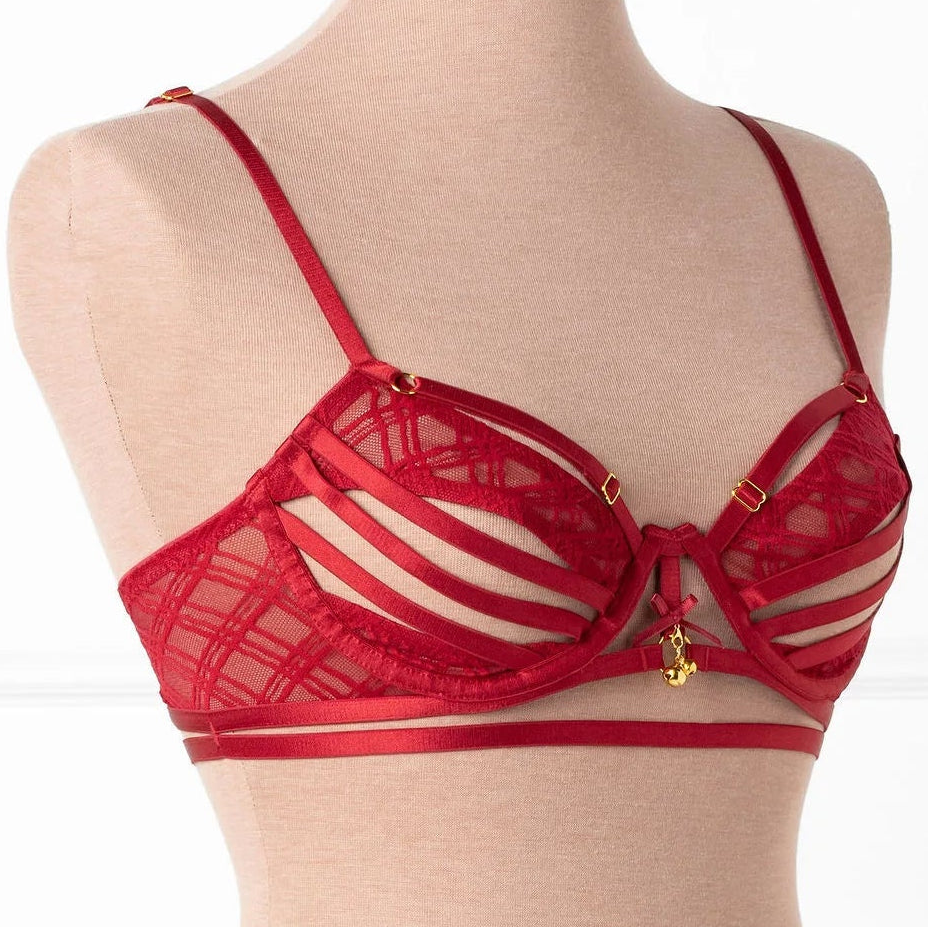 Strappy Underwire Charm Bralette - Red