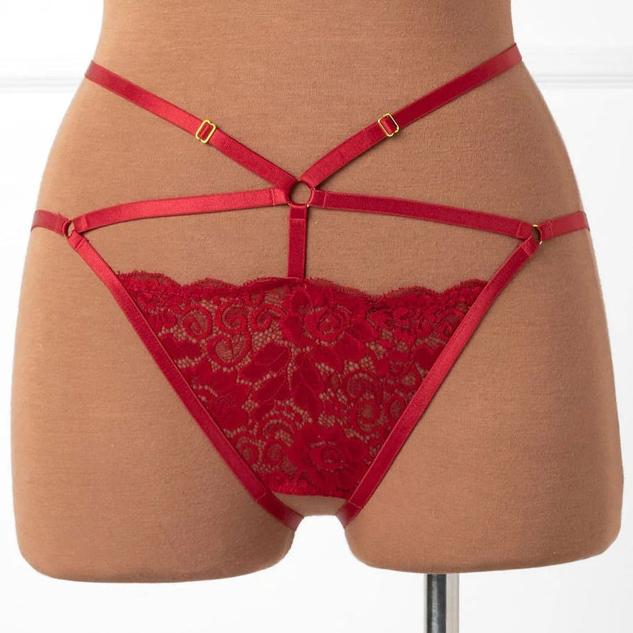 Strappy Ouvert Charm Panty - Red