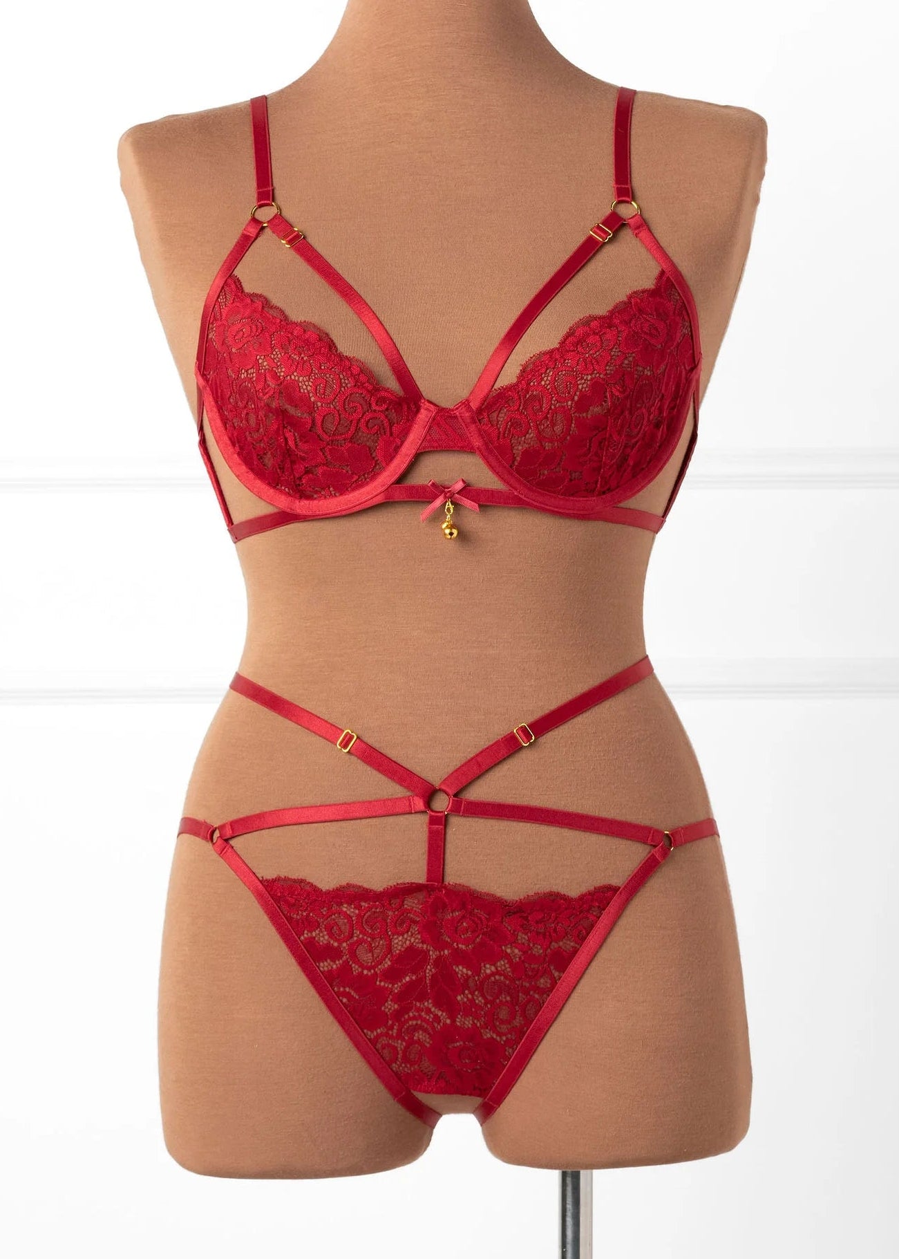 Lacy Underwire Charm Bralette - Red