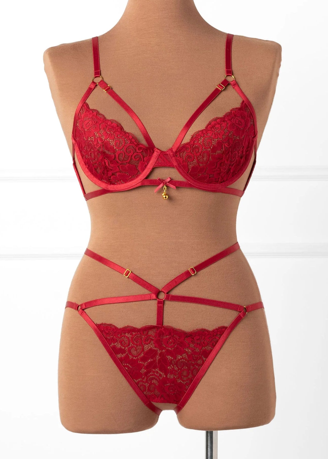 Strappy Ouvert Charm Panty - Red