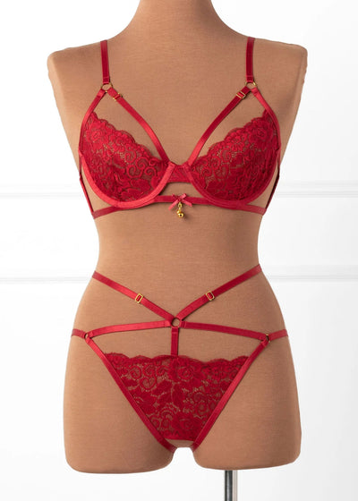 Strappy Ouvert Charm Panty - Red