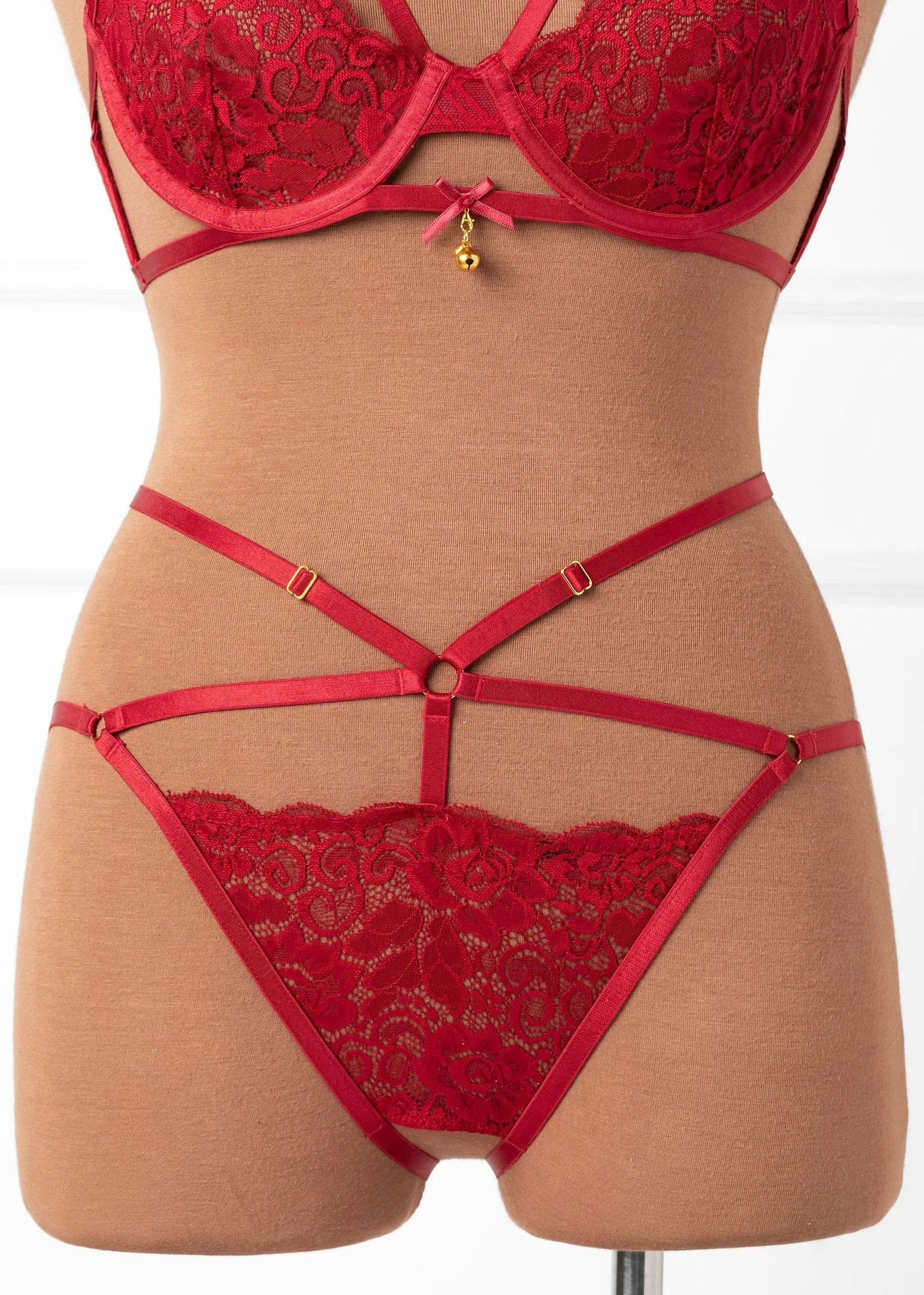 Strappy Ouvert Charm Panty - Red