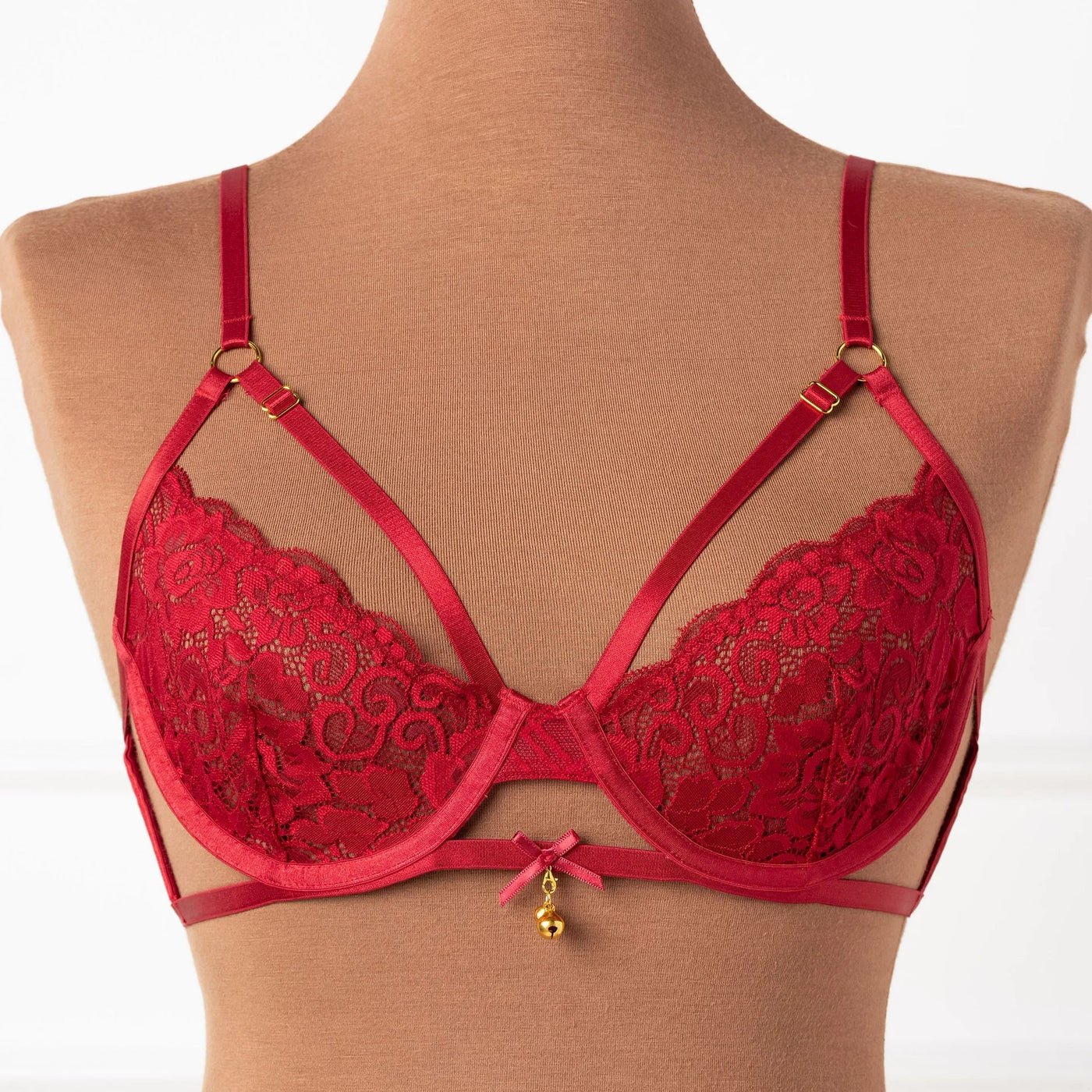 Lacy Underwire Charm Bralette - Red