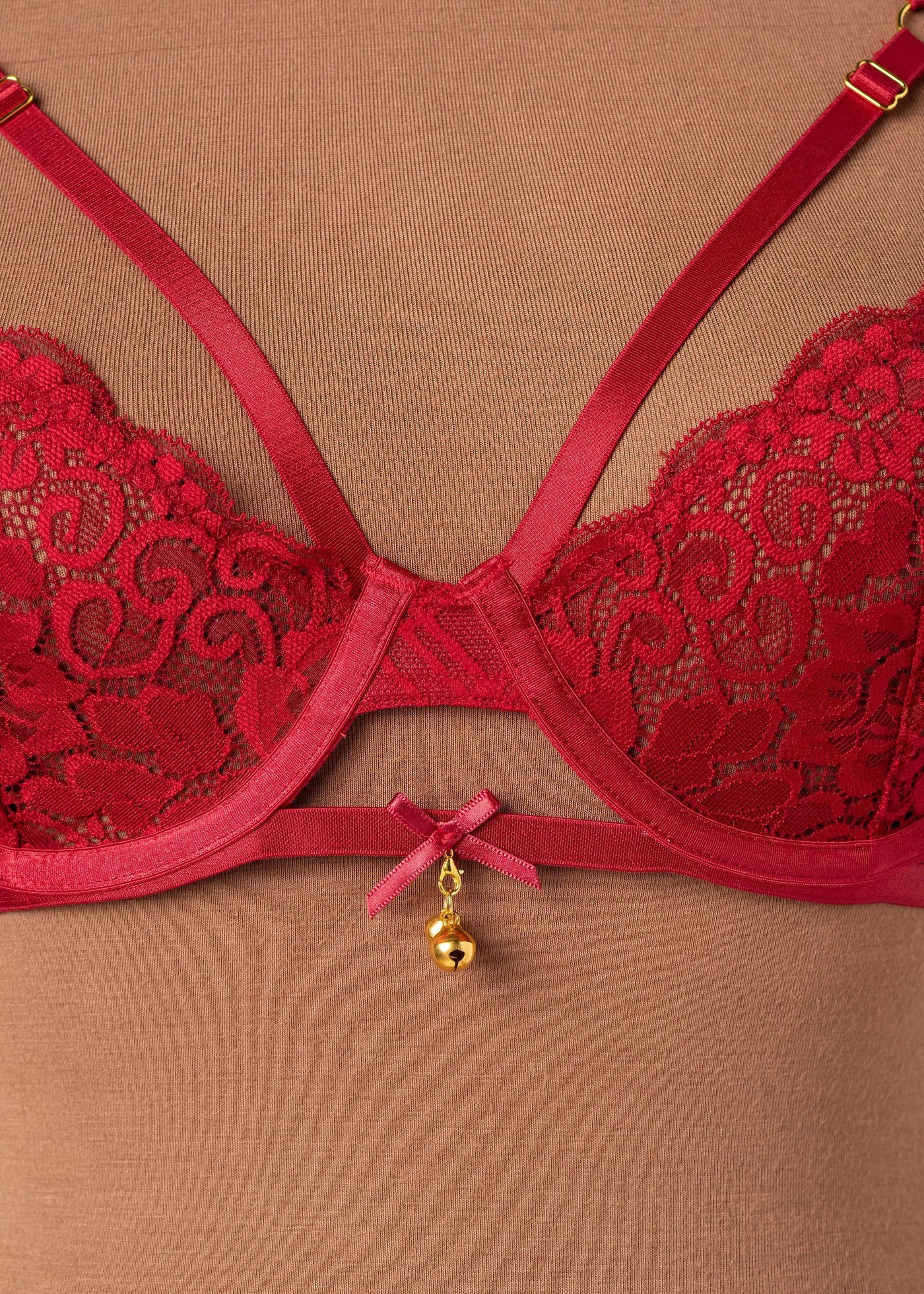 Lacy Underwire Charm Bralette - Red