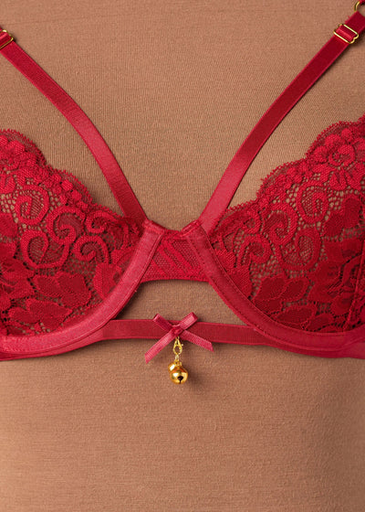 Lacy Underwire Charm Bralette - Red