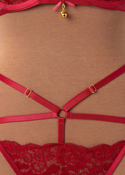 Strappy Ouvert Charm Panty - Red