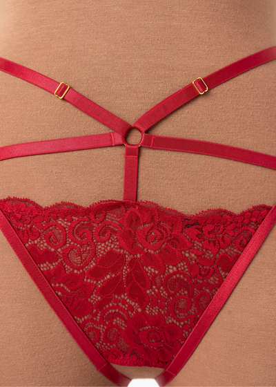 Strappy Ouvert Charm Panty - Red