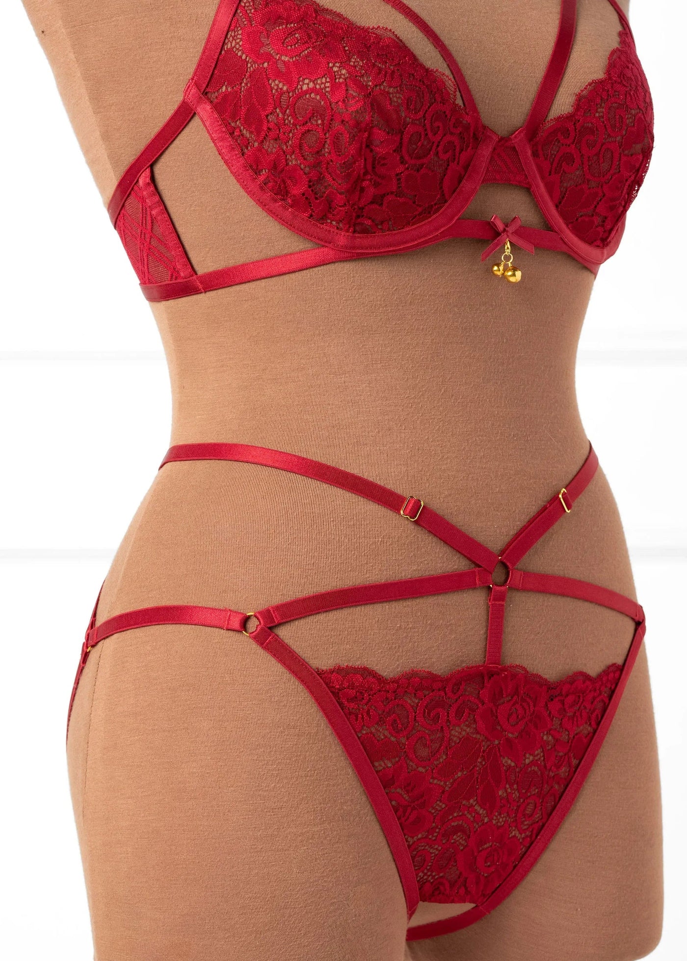Lacy Underwire Charm Bralette - Red