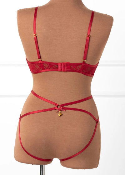 Lacy Underwire Charm Bralette - Red