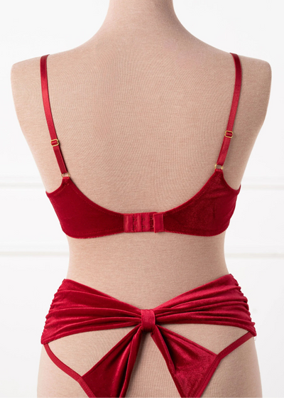 Velvet Bow Bralette - Red