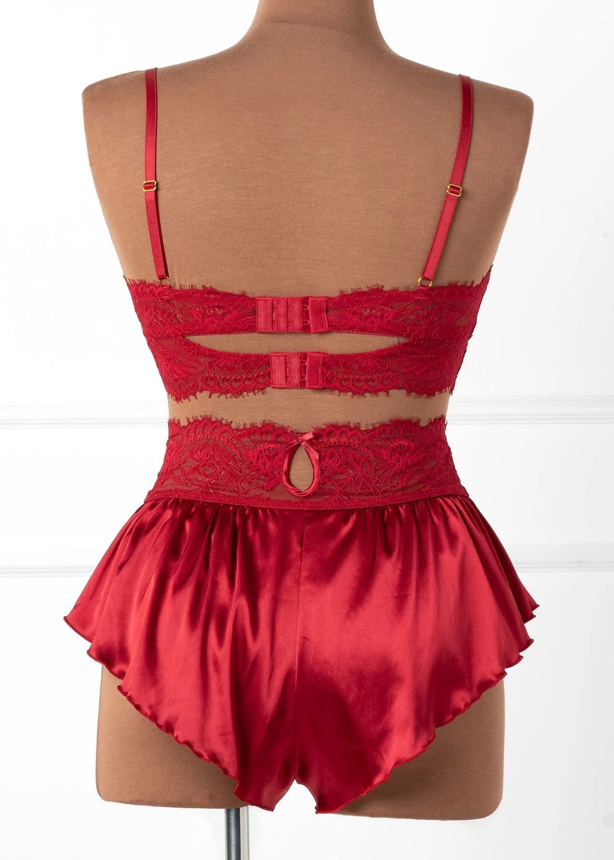 High Waist Satin Tap Shorts - Red