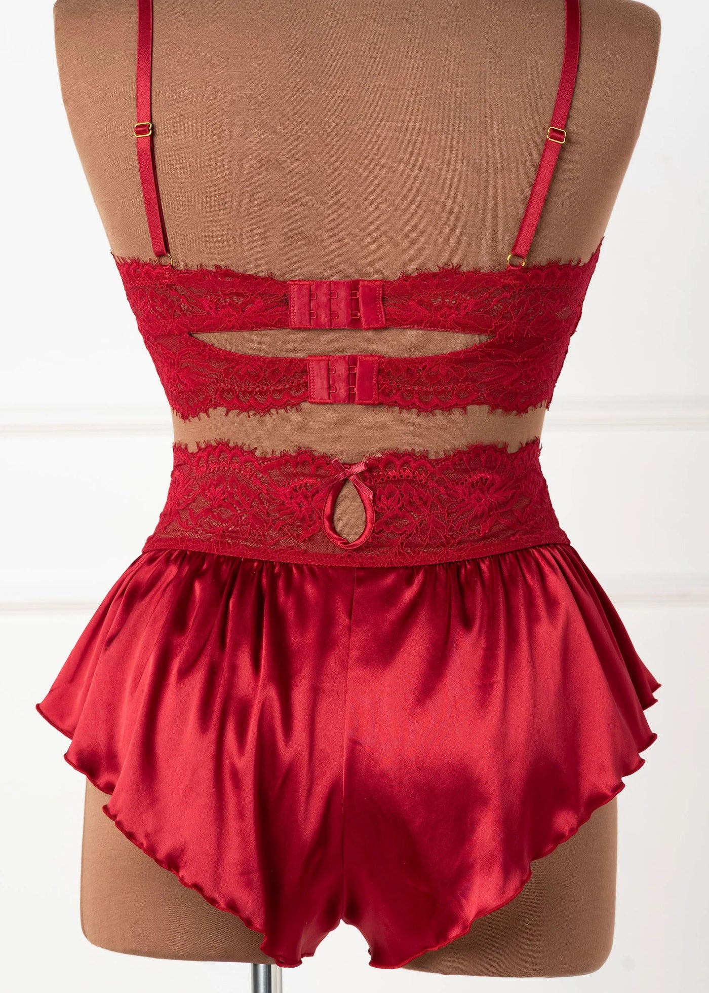 High Waist Satin Tap Shorts - Red
