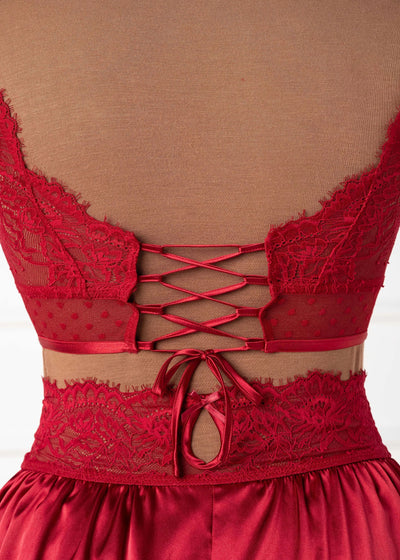 Lacy Off-The-Shoulder Bralette - Red