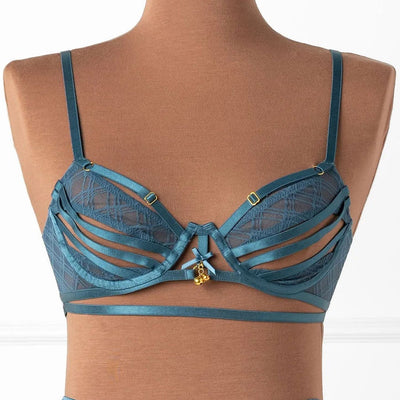 Strappy Underwire Charm Bralette - Retro Blue