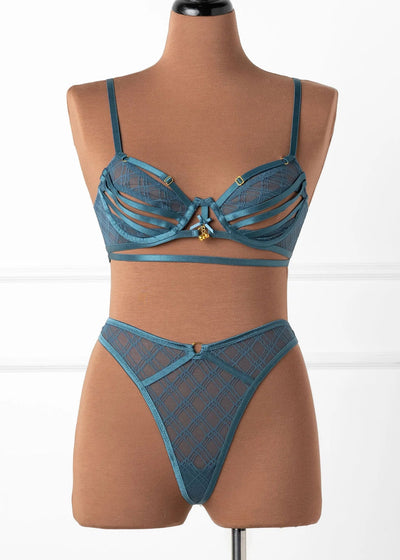 Strappy Underwire Charm Bralette - Retro Blue