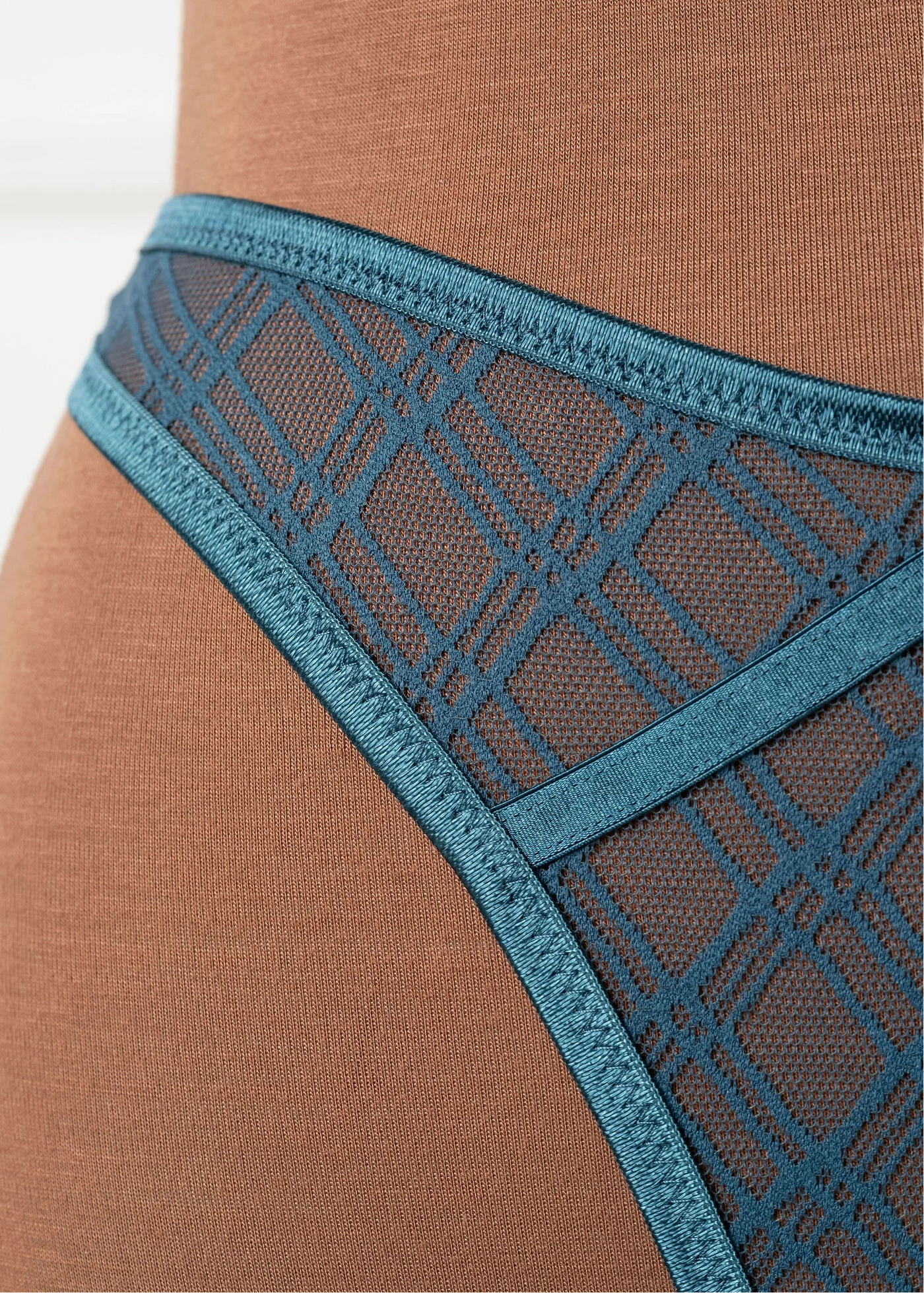 Midrise Mesh Charm Thong - Retro Blue