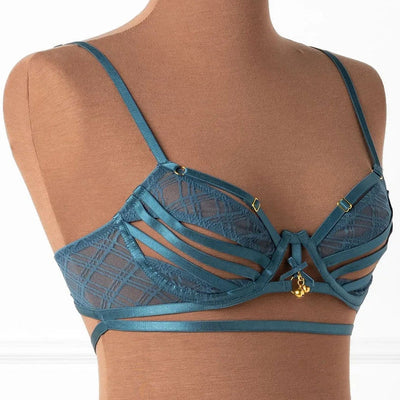 Strappy Underwire Charm Bralette - Retro Blue