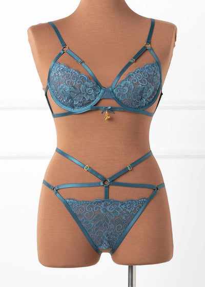 Strappy Ouvert Charm Panty - Retro Blue