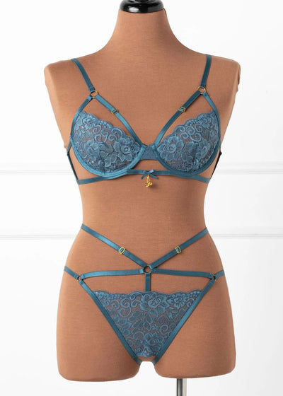 Lacy Underwire Charm Bralette - Retro Blue