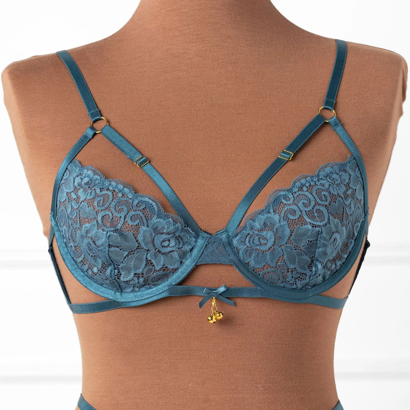 Lacy Underwire Charm Bralette - Retro Blue