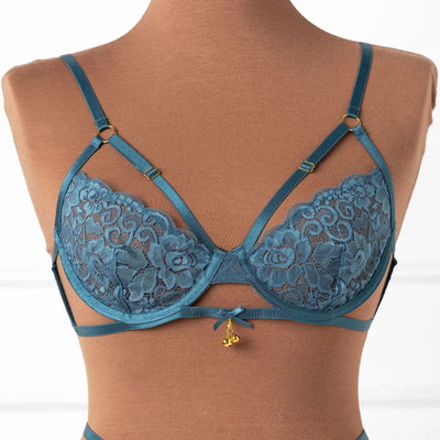 Lacy Underwire Charm Bralette - Retro Blue