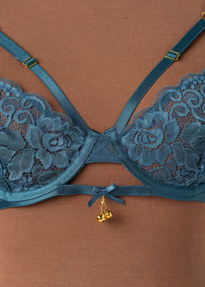 Lacy Underwire Charm Bralette - Retro Blue