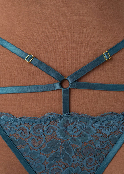 Strappy Ouvert Charm Panty - Retro Blue