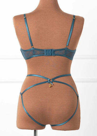 Lacy Underwire Charm Bralette - Retro Blue