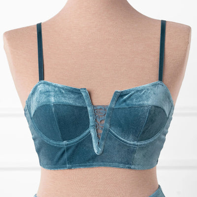 Velvet Underwire Bustier - Retro Blue