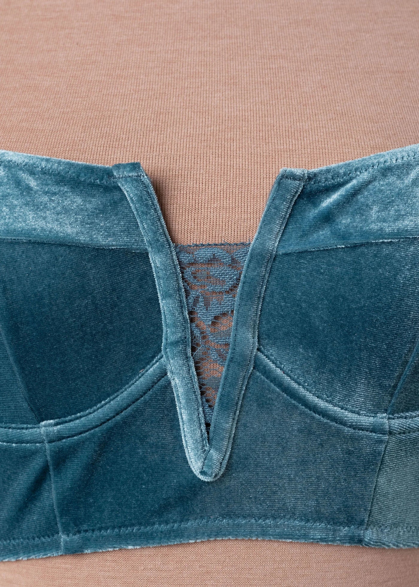 Velvet Underwire Bustier - Retro Blue