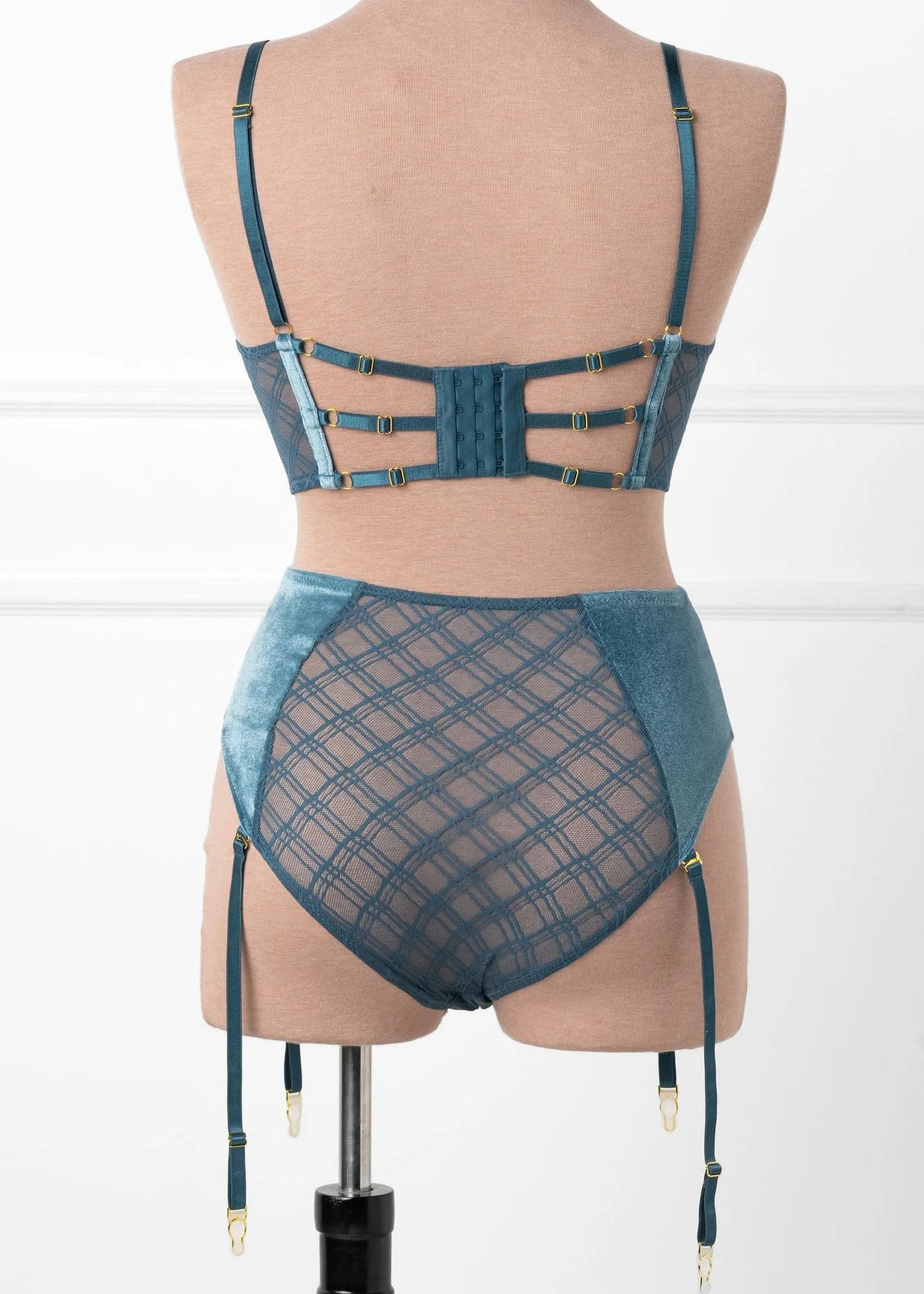 Velvet Underwire Bustier - Retro Blue