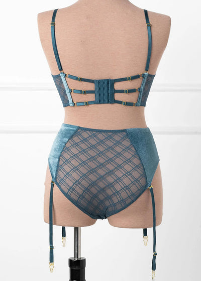 Velvet Underwire Bustier - Retro Blue
