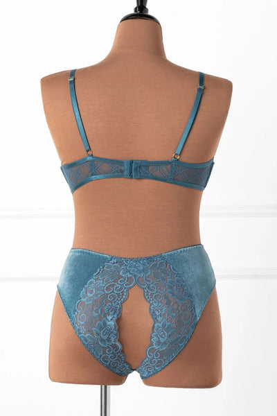 Lacy Underwire Charm Bralette - Retro Blue